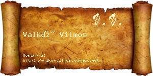 Valkó Vilmos névjegykártya